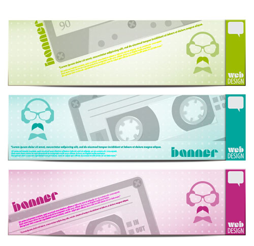 Modern music banners vector set 02