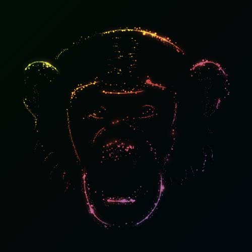 Monkey with light and black background vector 01