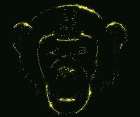 Monkey with light and black background vector 02