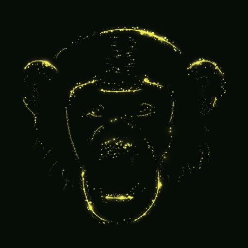 Monkey with light and black background vector 02