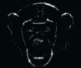 Monkey with light and black background vector 03