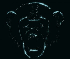 Monkey with light and black background vector 04