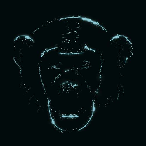 Monkey with light and black background vector 04