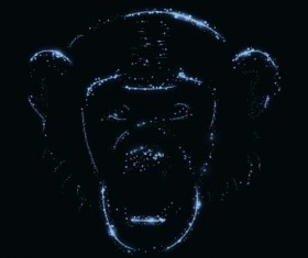 Monkey with light and black background vector 05