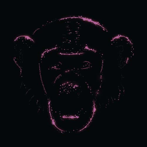 Monkey with light and black background vector 06