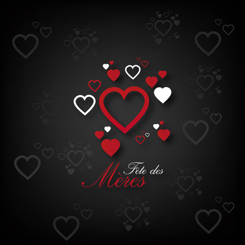Mothers Day hearts cards vector 01
