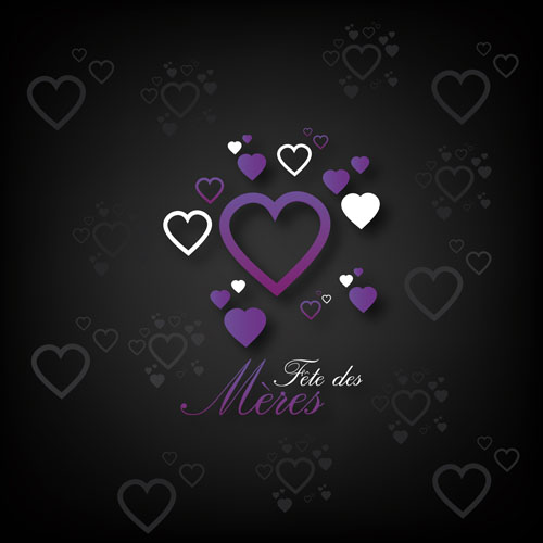 Mothers Day hearts cards vector 02