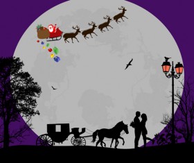 Night paris with lovers vector set 11