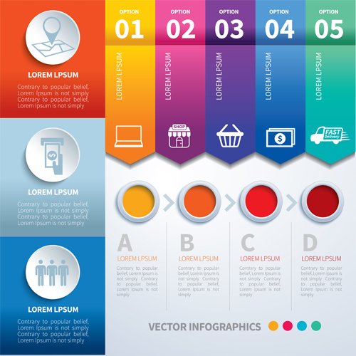Numbered infographics with banners vector 01