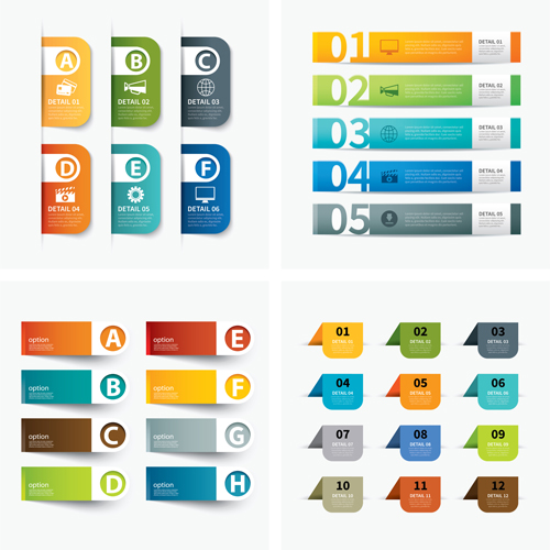 Numbered infographics with banners vector 02