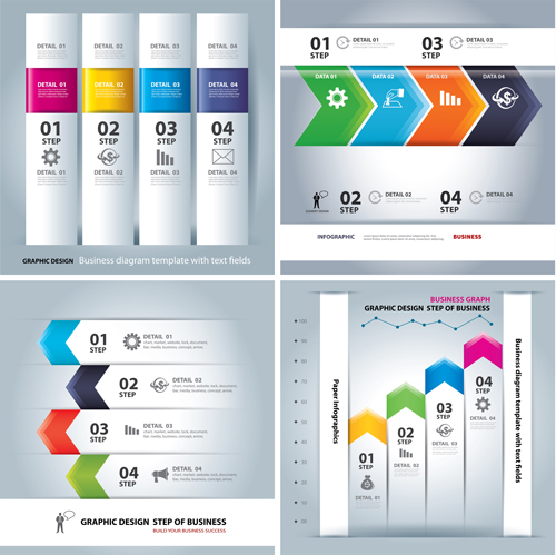 Numbered infographics with banners vector 03