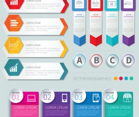 Numbered infographics with banners vector 04