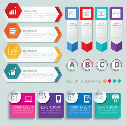 Numbered infographics with banners vector 04