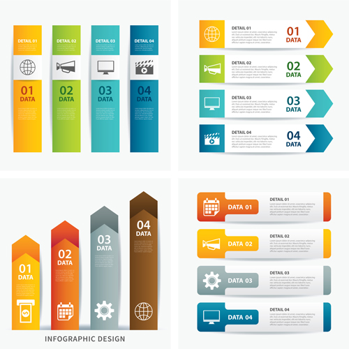 Numbered infographics with banners vector 05