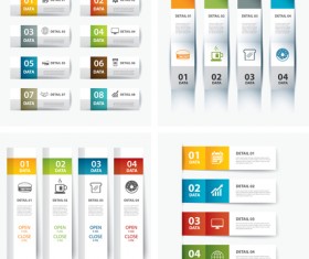 Numbered infographics with banners vector 08