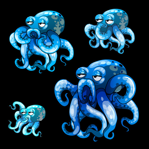 Octopus catoon character vector 01