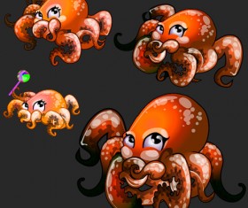 Octopus catoon character vector 02