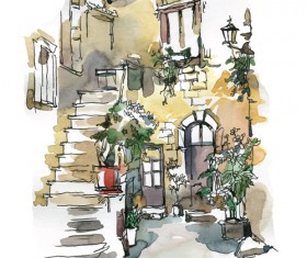 Old street hand drawing sketch vector 06