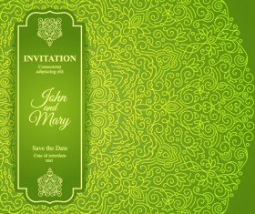 Ornate floral invitation card green styles vector 02