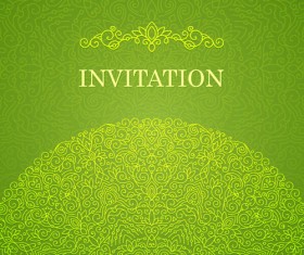 Ornate floral invitation card green styles vector 03