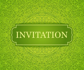 Ornate floral invitation card green styles vector 04