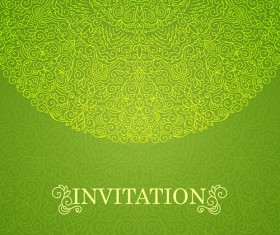 Ornate floral invitation card green styles vector 05