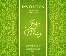 Ornate floral invitation card green styles vector 06