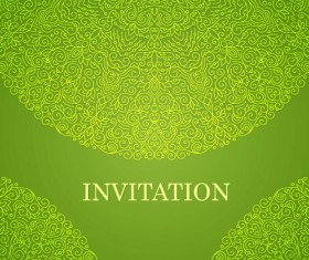 Ornate floral invitation card green styles vector 09