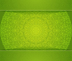 Ornate floral invitation card green styles vector 10