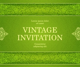 Ornate floral invitation card green styles vector 11