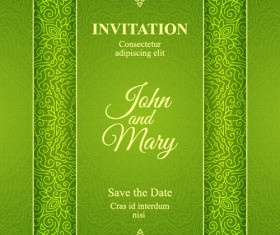 Ornate floral invitation card green styles vector 12