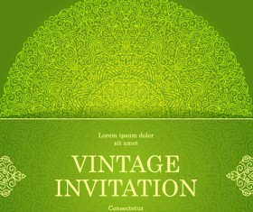 Ornate floral invitation card green styles vector 13