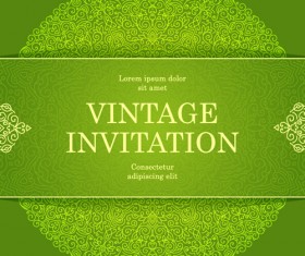 Ornate floral invitation card green styles vector 15
