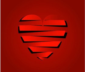 Paper cut heart valentines day red vector