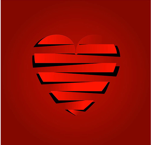 Paper cut heart valentines day red vector