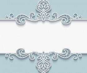 Paper floral invitation card vector set 02