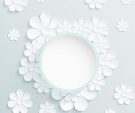 Paper flowers art background vector 02