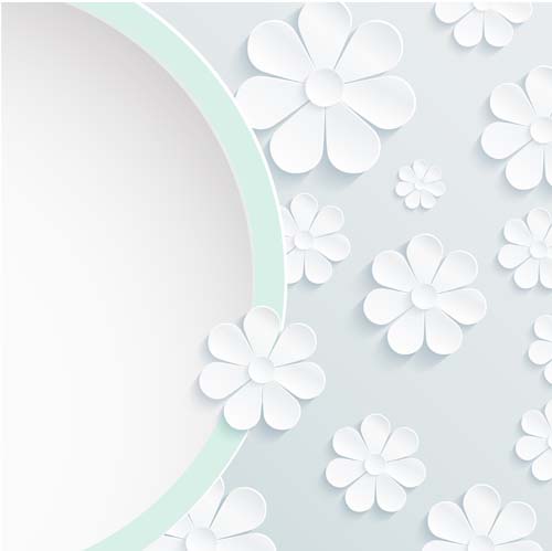 Paper flowers art background vector 04