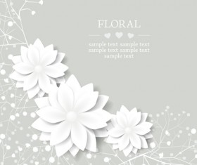 Paper flowers art background vector 05