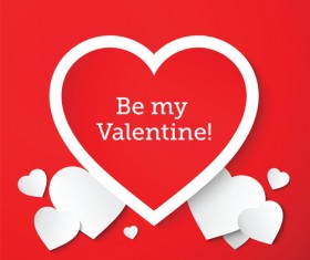 Paper heart valentines day cards vector