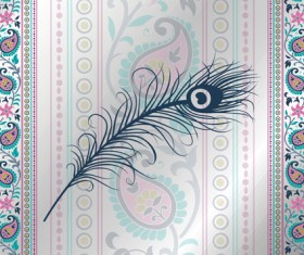 Peacock feathers and Indian ethnic pattern vector 01