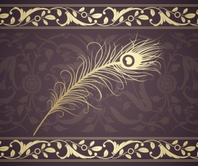 Peacock feathers and Indian ethnic pattern vector 02