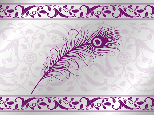Peacock feathers and Indian ethnic pattern vector 04
