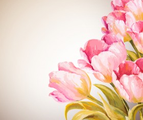 Pink flower hand drawn backgrounds vector 01