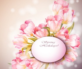 Pink flower hand drawn backgrounds vector 03