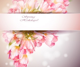 Pink flower hand drawn backgrounds vector 06