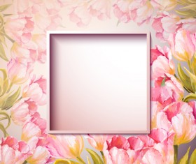 Pink flower hand drawn backgrounds vector 08