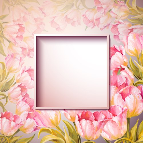 Pink flower hand drawn backgrounds vector 08
