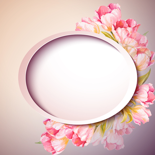Pink flower hand drawn backgrounds vector 09