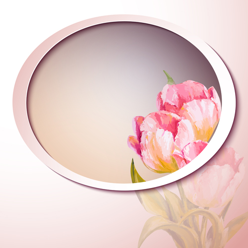 Pink flower hand drawn backgrounds vector 10